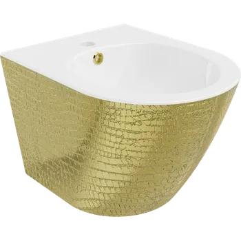 Bidet Mexen Lena závěsný bidet, bílý/zlatý vzor šupiny - 35224808 Bidety