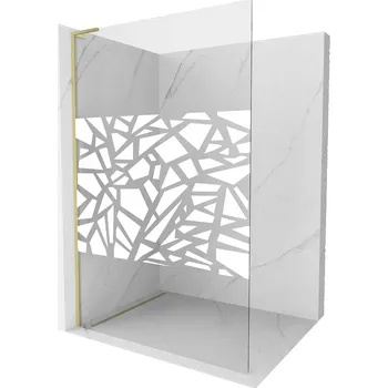 Mexen Kioto L sprchová stěna Walk-in 90 x 200 cm, bílý vzor, zlatá kartáčovaná - 800-090-103-55-85 Sprchové stěny