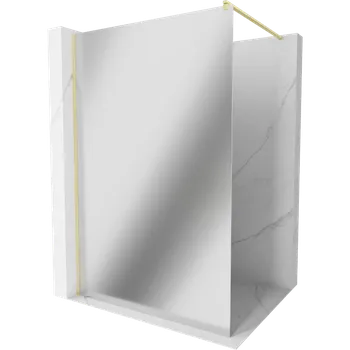 Mexen Kioto sprchová stěna Walk-in 130 x 200 cm, zrcadlo 8 mm, zlatá kartáčovaná - 800-130-101-55-50 Sprchové stěny