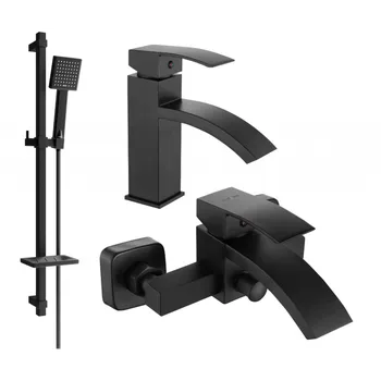 Vodovodní baterie Mexen Libra DQ45 vana set, černá - 745103DQ45-70 Bateriové soupravy