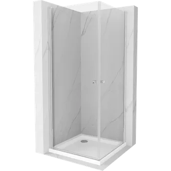 Mexen Pretoria Duo sprchový kout s výklopnými dveřmi 90 x 90 cm, transparentní, chrom + sprchová vanička Flat Sprchové kouty s vaničkou