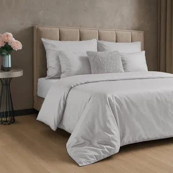 Povlečení 220x200 cm hladké z bavlněného saténu světle šedé barvy DINA Diva Line