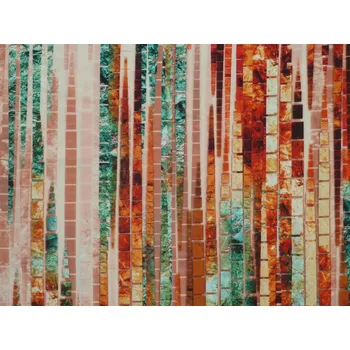 hedvábná šatovka 3254 s červeným mozaikovým vzorem