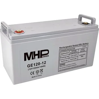 Trakční baterie MHPower GE120-12 Gelový akumulátor 12V/120Ah, Terminál T3 - M8, Deep Cycle