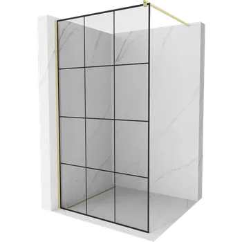 Mexen Kioto sprchová stěna Walk-in 120 x 200 cm, černá mřížka 8 mm, zlatý kartáčovaný - 800-120-101-55-77 Sprchové stěny