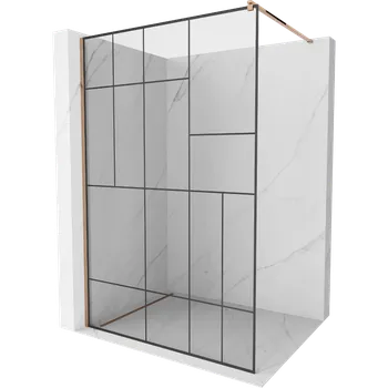 Mexen Kioto sprchová stěna Walk-in 120 x 200 cm, černý vzor 8 mm, růžové zlato - 800-120-101-60-78 Sprchové stěny