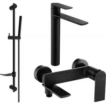 Vodovodní baterie Mexen Zero DF70 vanová sada, černá - 7113DF70-70 Bateriové soupravy
