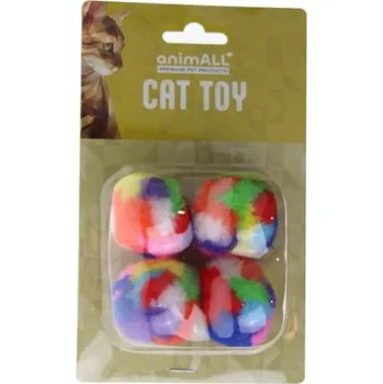 Hračka pro psa animALL Hračka Cat Míček plyš barevný 4-5 cm 4 ks