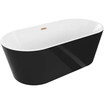 Vana Mexen Luna volně stojící vana 160 x 75 cm, bílá/černá, přepad kartáčovaná měď - 52031607575-65 Volně stojící vany