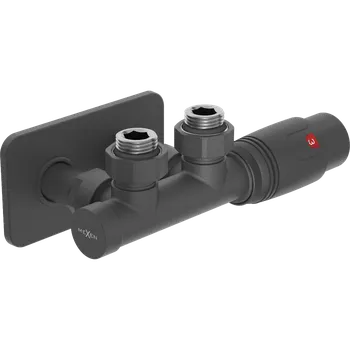 Radiátor Mexen G00 úhlová termostatická sada s krytem S, Duplex, DN50, antracit - W907-900-910-66 Připojovací sady