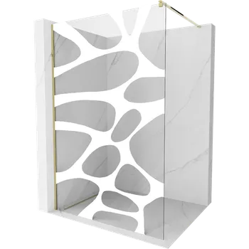 Mexen Kioto sprchová stěna Walk-in 130 x 200 cm, bílá vlna 8 mm, zlatá - 800-130-101-50-97 Sprchové stěny