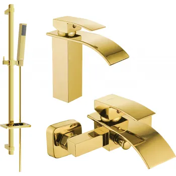 Vodovodní baterie Mexen Aries DQ77 vanová sada, zlatá - 744803DQ77-50 Bateriové soupravy