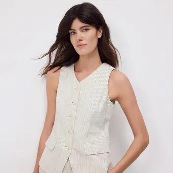 Dámské sako Reserved - Vypasovaná vesta s lnem - béžová - YS772-08M - YS772-08M-S