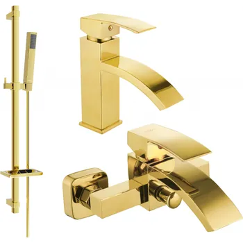Vodovodní baterie Mexen Libra DQ77 vanová sada, zlatá - 745103DQ77-50 Bateriové soupravy