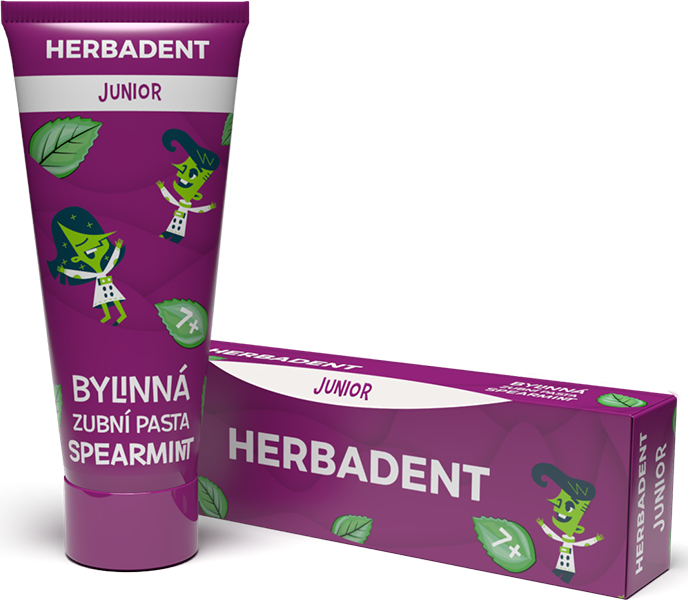 HERBADENT JUNIOR Bylinná zubní pasta SPEARMINT 75 g varianta: produkt s krabičkou
