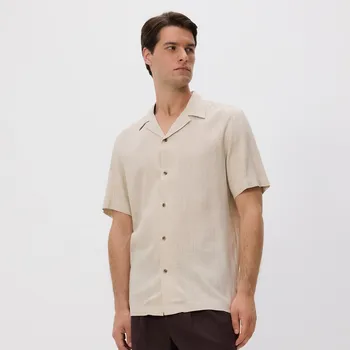 Reserved - Košile ze směsi lnu - béžová - 191DV-08X - 191DV-08X-S