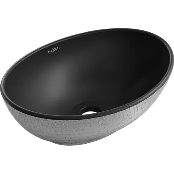 Mexen Elza umyvadlo na desku 40 x 33 cm, černá mat/stříbrný vzor šupiny - 21014022 Koupelnové umyvadla