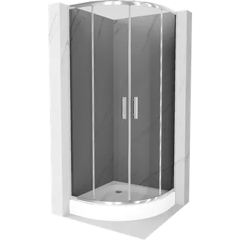 Mexen Rio půlkruhová sprchová kabina 90 x 90 cm, grafit, chrom + sprchová vanička Rio, bílá - 863-090-090-01-40-4710 Sprchové kouty s vaničkou