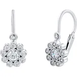 Dětské náušnice z bílého zlata květinky s čirými zirkony