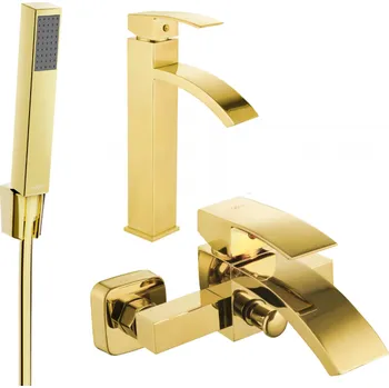 Vodovodní baterie Mexen Libra R77 koupelnová sada, zlatá - 745113R77-50 Bateriové soupravy