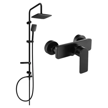 Sprchový set Mexen Sven nástěnná sprchová sada s dešťovou sprchou a sprchovou baterií Cetus, černá - 744340262-70 Nástěnné sprchové systémy