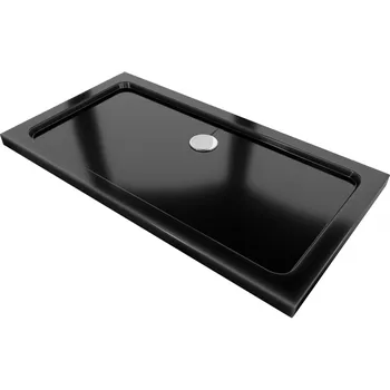 Mexen Flat obdélníkový sprchový kout slim 140 x 70 cm, černý, sifon chrom - 40707014 Obdélníkové sprchové vaničky