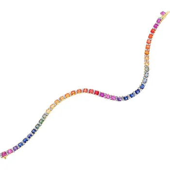 Náramek Náramek ze žlutého zlata s brilianty a barevnými safíry - 19 cm - ryzost 585 - 210.105