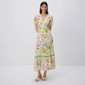 Dámské oblečení Reserved - Viskózové šaty s autorským vzorem - vícebarevná - 846GS-MLC - 846GS-MLC-XL