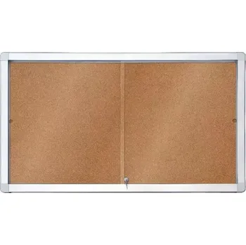 Kancelářský nábytek Horizontální interierová korková vitrína s posuvnými dveřmi 141 x 70 cm (12xA4)