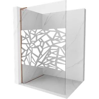 Mexen Kioto L sprchová stěna Walk-in 90 x 200 cm, bílý vzor, růžové zlato - 800-090-103-60-85 Sprchové stěny