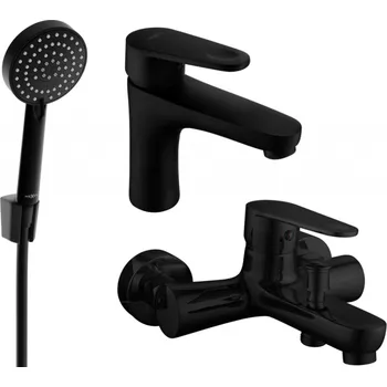Vodovodní baterie Mexen Kama R75 koupelnová souprava, černá - 72503R75-70 Bateriové soupravy