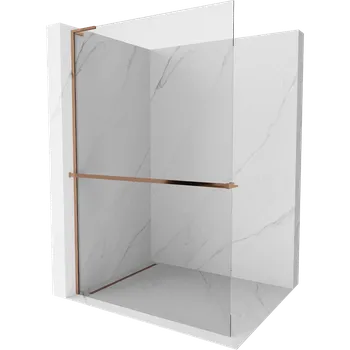 Mexen Kioto+ L sprchová stěna s policí Walk-in 75 x 200 cm, transparentní, růžové zlato - 800-075-123-60-00 Sprchové stěny