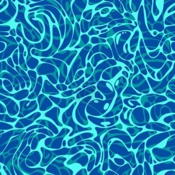 Látka na legíny a plavky, plavkovina, úplet LEGGINE - SHIELD, vzor voda, metráž, látka