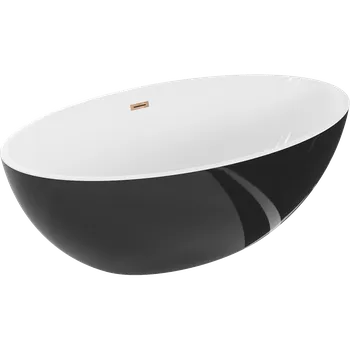 Vana Mexen Nike volně stojící vana 175 x 100 cm, bílá/černá, přepad růžové zlato - 54071751075-60 Volně stojící vany