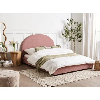 Postel Vodní postel pastelově růžová buklé čalounění 140 x 200 cm zaoblené čelo minimalistický retro design ložnice Beliani