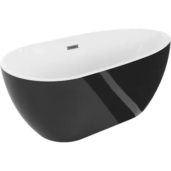Vana Mexen Eos samostatně stojící vana 150 x 75 cm, bílá/černá, přepad gun gray kartáčovaný - 52471507575-66 Volně stojící vany
