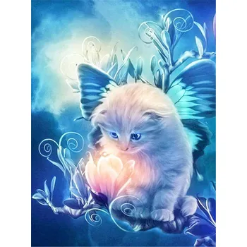 Diamantové malování Norimpex Diamantový obrázek Kotě v květinách 30x40cm