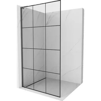 Mexen Kioto L sprchová stěna Walk-in 120 x 200 cm, černá mřížka, gun metal - 800-120-103-95-77 Sprchové stěny