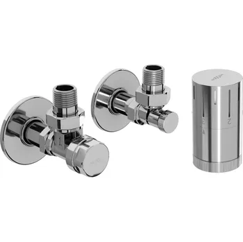 Radiátor Mexen G05 úhlová termostatická sada s krytkou R, chrom - W901-958-904-01 Připojovací sady