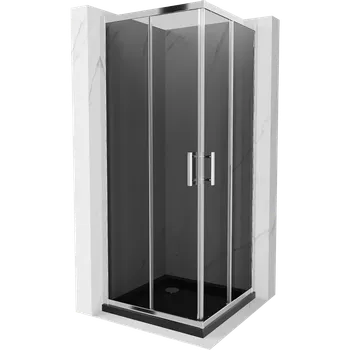 Mexen Rio čtvercový sprchový kout 70 x 70 cm, grafit, chrom + vanička Flat, černý - 860-070-070-01-40-4070 Sprchové kouty s vaničkou