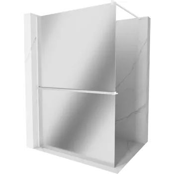 Mexen Kioto+ sprchová stěna s policí Walk-in 140 x 200 cm, zrcadlo, bílá - 800-140-121-20-50 Sprchové stěny