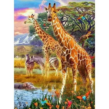 Diamantové malování Diamantové malování/Huacan - Žirafy a spol v přírodě