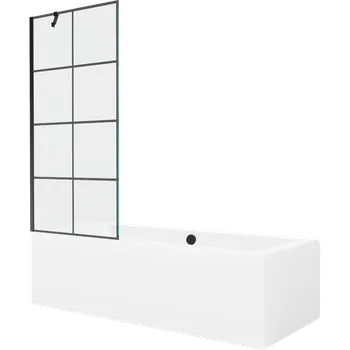 Vana Mexen Cube obdélníková vana 170 x 80 cm s krytem a jednokřídlou zástěnou 80 cm, černý vzor - 550517080X9508007077 Vany se zástěnou