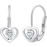 Dětské náušnice z bílého zlata srdíčka s přírodním čirým topazem