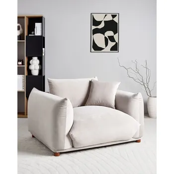 Křeslo Křeslo taupe sametové čalounění s polštářem dřevěné nohy moderní skandinávský styl Beliani