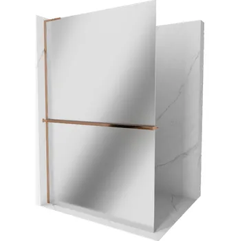 Mexen Kioto+ L sprchová stěna s policí Walk-in 80 x 200 cm, zrcadlová, růžové zlato - 800-080-123-60-50 Sprchové stěny