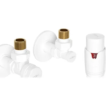 Radiátor Mexen G00 úhlová termostatická souprava s krytem R, bílá - W901-900-904-20 Připojovací sady