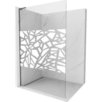 Mexen Kioto L sprchová stěna Walk-in 120 x 200 cm, bílý vzor, gun metal - 800-120-103-95-85 Sprchové stěny