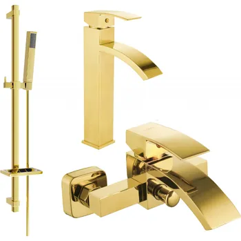 Vodovodní baterie Mexen Libra DQ77 sada vanová, zlatá - 745113DQ77-50 Bateriové soupravy