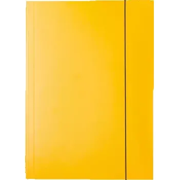 Lesklé kartonové desky se 3 chlopněmi a svislou gumičkou A4, žluté